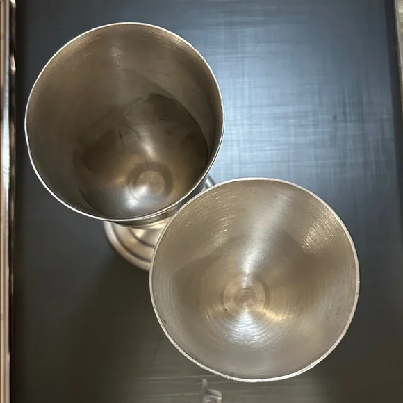 Pair of Pewter Wedding/Wine Goblets - Picture 4 of 5